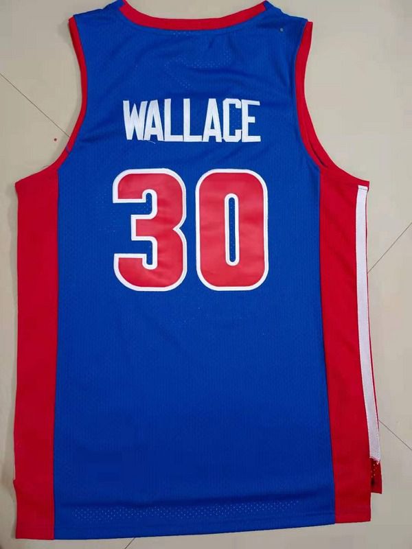 Men Detroit Pistons #30 Wallace Blue Throwback 2021 NBA Jersey->detroit pistons->NBA Jersey